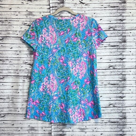 Lilly Pulitzer Etta V-Neck Top Best Fishes - Picture 5 of 8